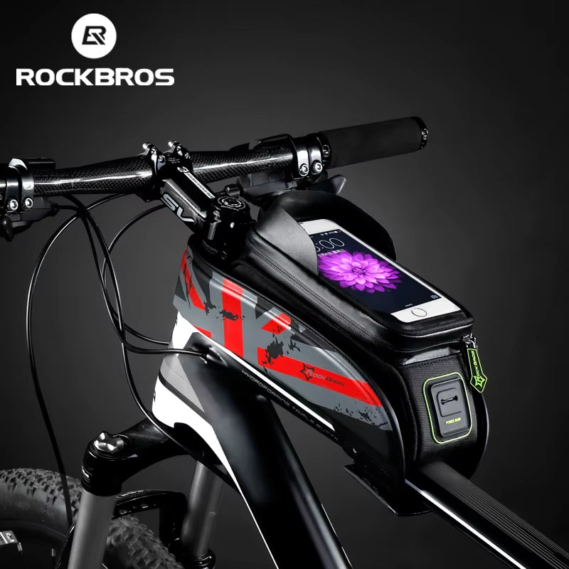 Bicycle Frame Front Tube Waterproof Bike Bag Touch Screen Bike Saddle Package for 5.8 /6 in Cell Phone Bike Accessories