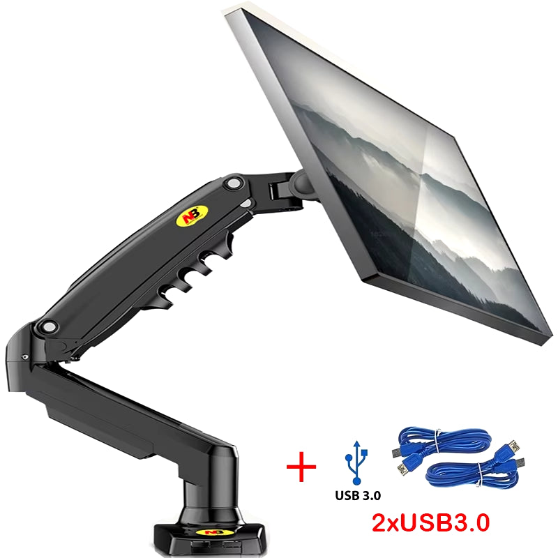 New NB F80 + 2XUSB3.0 Desktop Gas Spring 17-30" LCD LED Monitor Holder Mount Arm Full Motion Display Stand Loading 2-9 Kgs
