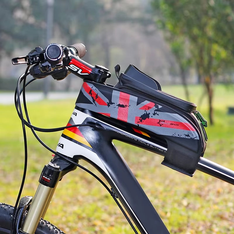 Bicycle Frame Front Tube Waterproof Bike Bag Touch Screen Bike Saddle Package for 5.8 /6 in Cell Phone Bike Accessories