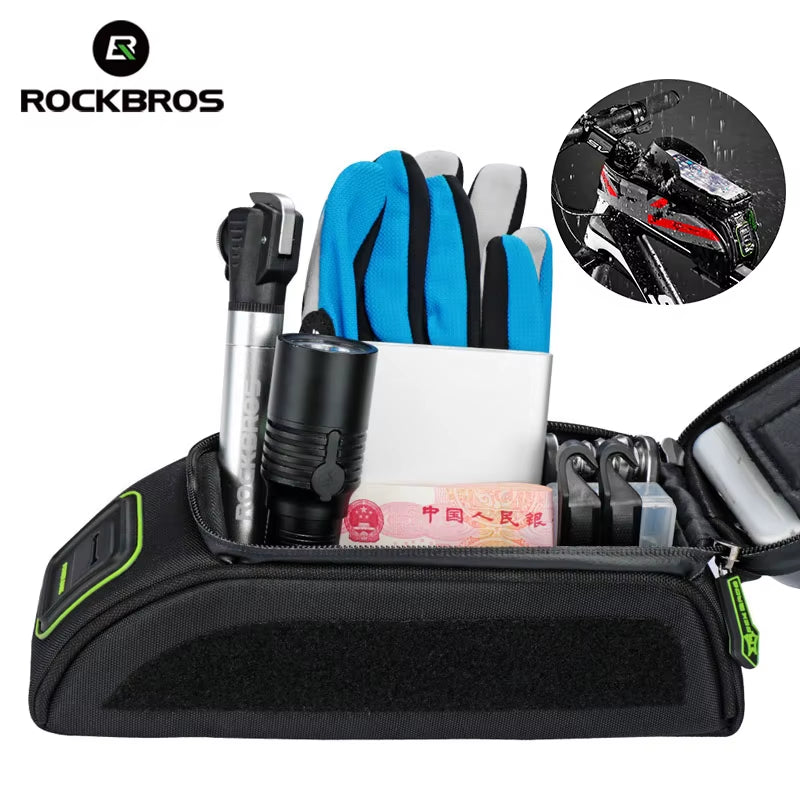 Bicycle Frame Front Tube Waterproof Bike Bag Touch Screen Bike Saddle Package for 5.8 /6 in Cell Phone Bike Accessories