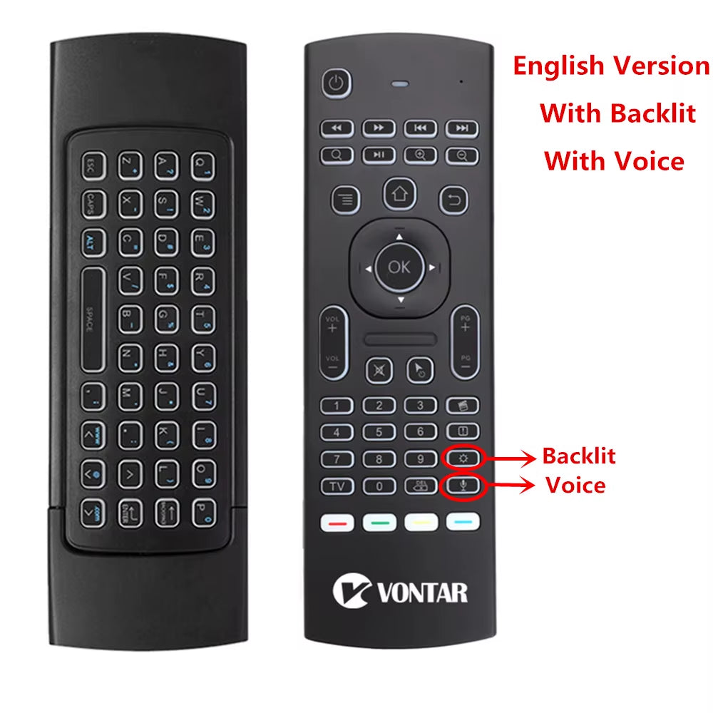 MX3 Backlit Air Mouse Smart Voice Remote Control MX3 Pro 2.4G Wireless Keyboard Gyro IR for Android TV Box T9 X96 Mini H96 Max
