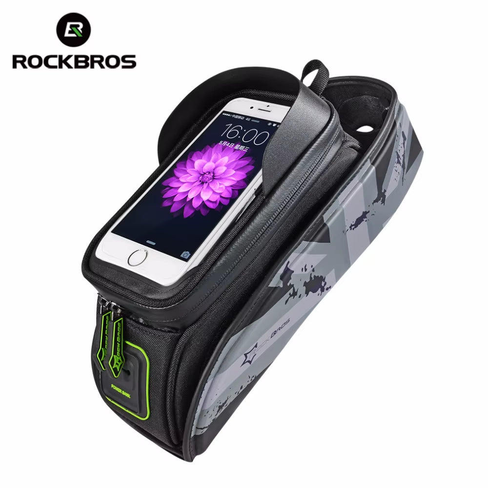 Bicycle Frame Front Tube Waterproof Bike Bag Touch Screen Bike Saddle Package for 5.8 /6 in Cell Phone Bike Accessories
