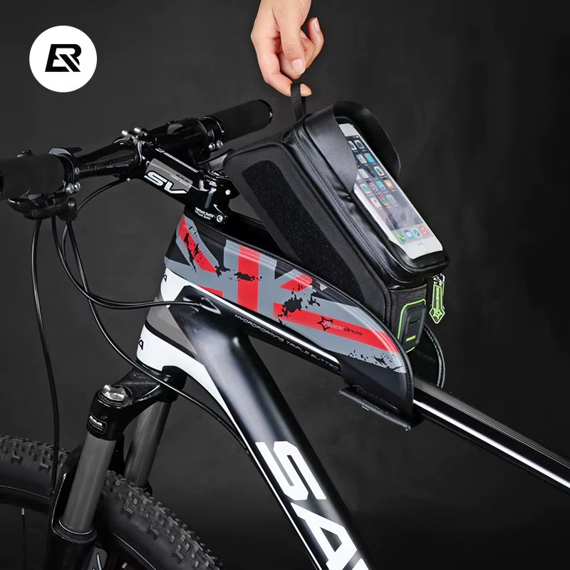 Bicycle Frame Front Tube Waterproof Bike Bag Touch Screen Bike Saddle Package for 5.8 /6 in Cell Phone Bike Accessories